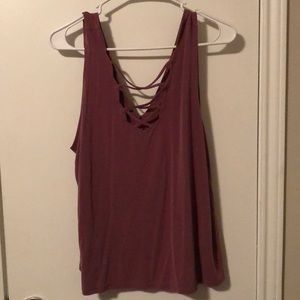 Cute tank top with fake lace up detail